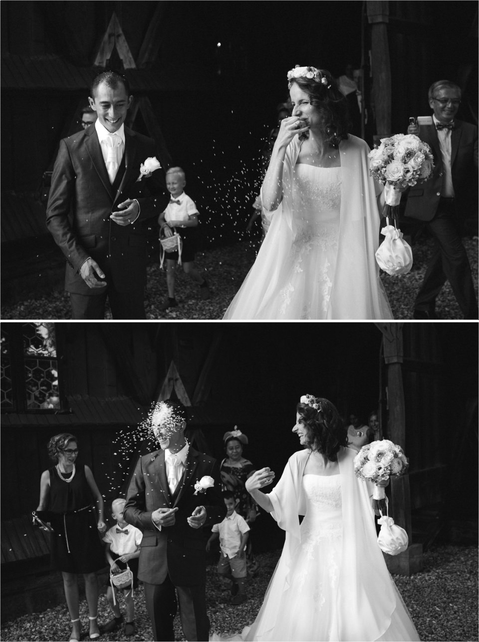 Ris à la sortie de l'église_Lucia Gohaud Photographe Var bebe mariage